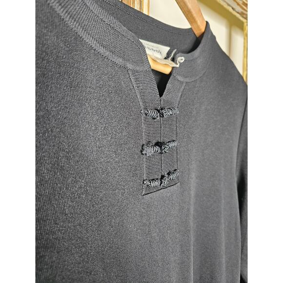 Vintage MIsook Long-Sleeve Pullover Black Tunic Side Vents Size Medium - Picture 4 of 9